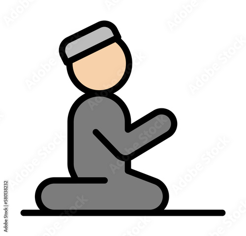 Muslim man praying icon. Simple outline color elements of islam icons for ui and ux, website or mobile application on white background