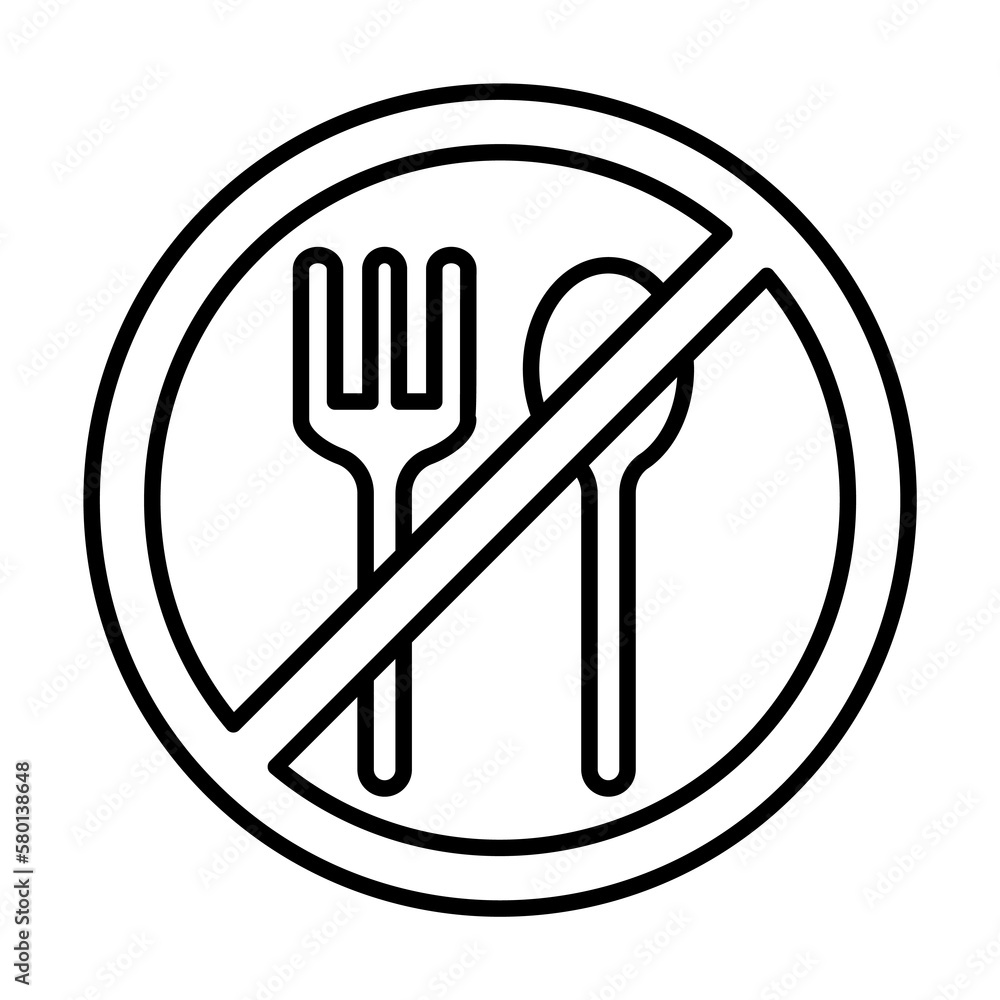 Ramadan no food sign icon. Simple line, outline religion icons for ui and ux, website or mobile application on white background Ramadan no food sign icon. Simple line, outline religion icons for ui and ux, website or mobile application on white background