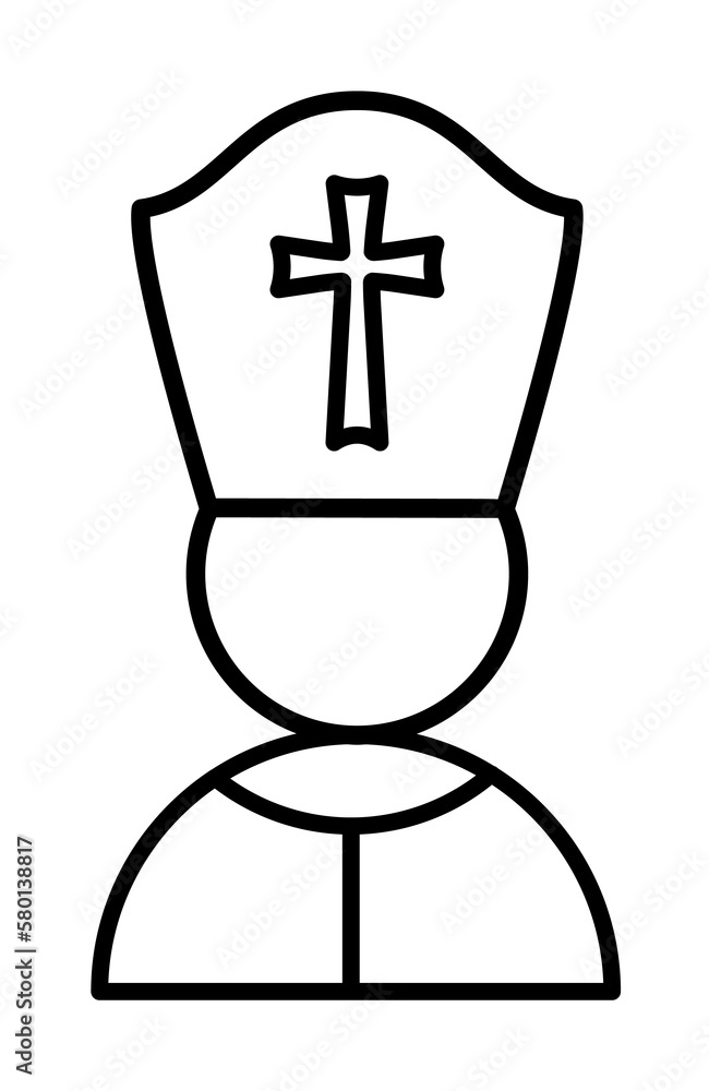 Pope, Christianity icon. Simple line, outline religion icons for ui and ux, website or mobile application on white background Pope, Christianity icon. Simple line, outline religion icons for ui and ux, website or mobile application on white background