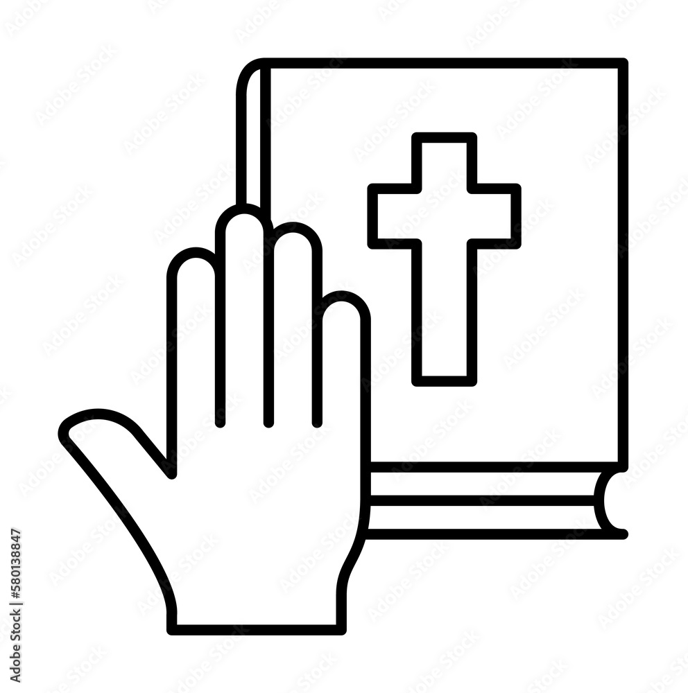 Bible, hand, swear icon. Simple line, outline religion icons for ui and ux, website or mobile application on white background
