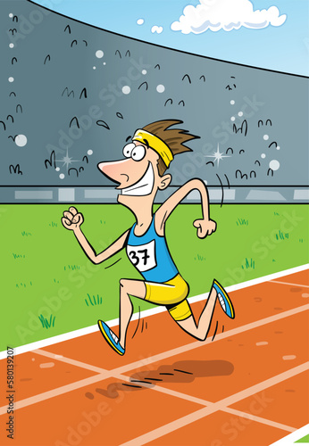 Running athlete in stadium