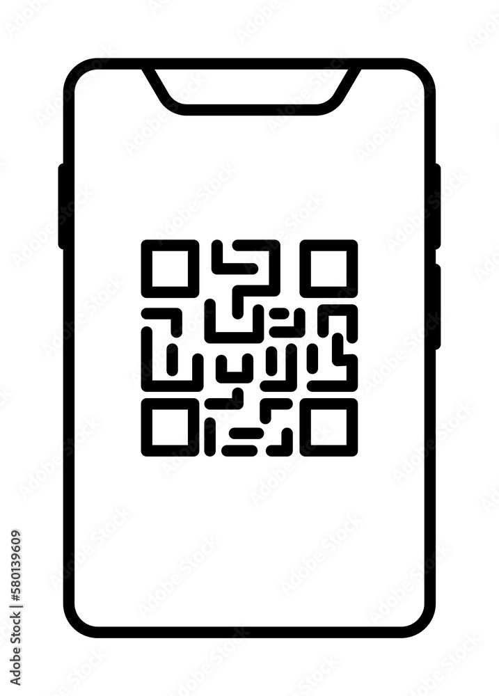 Smartphone QR icon. Element of smartphone on white background Smartphone QR icon. Element of smartphone on white background