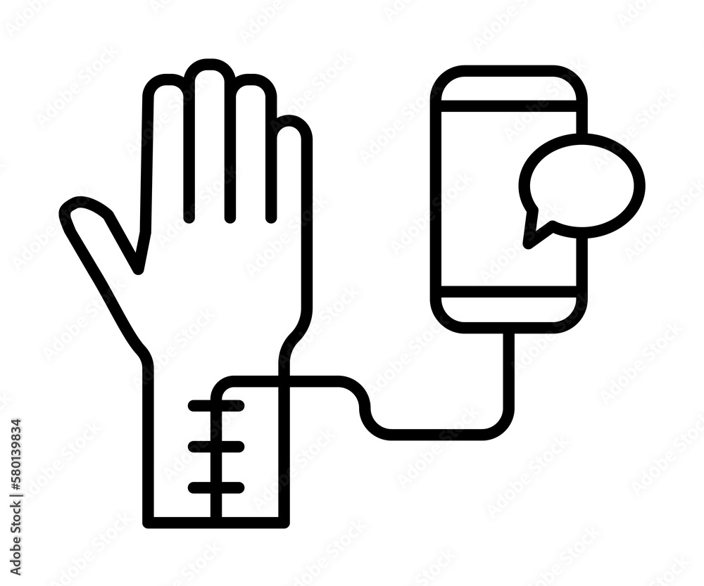 Hand, smartphone icon. Element of social addict icon on white background