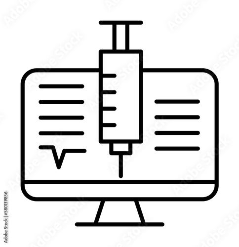 Monitor, syringe icon. Element of social addict icon on white background