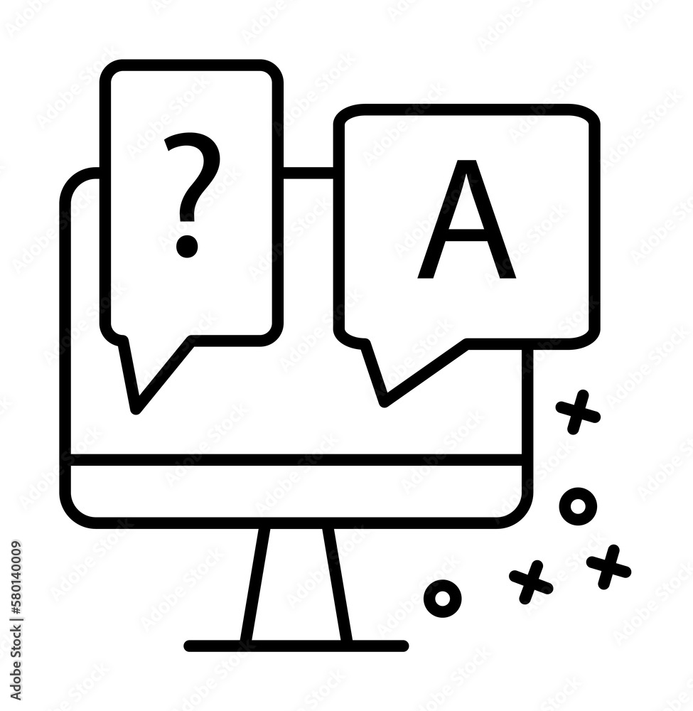 Answer monitor asking icon. Element of quit smoking icon on white background Answer monitor asking icon. Element of quit smoking icon on white background