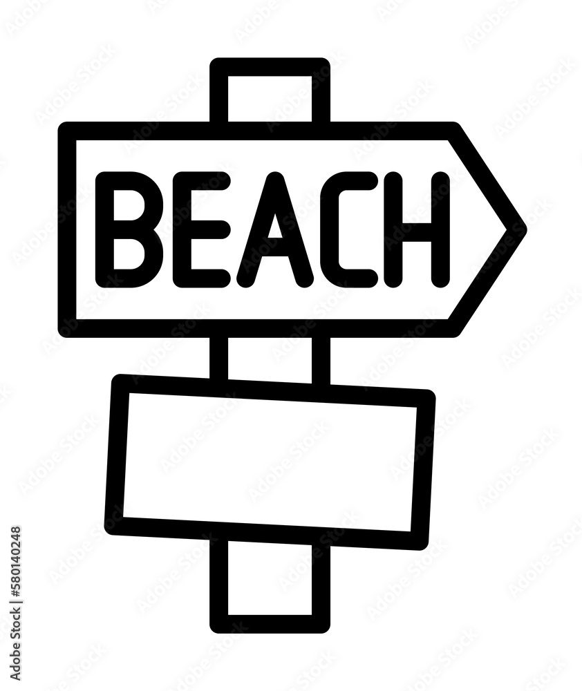 Signboard, beach icon. Simple line, outline elements of vacation icons for ui and ux, website or mobile application on white background Signboard, beach icon. Simple line, outline elements of vacation icons for ui and ux, website or mobile application on white background