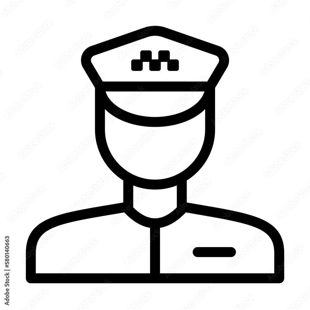 Taxi driver icon. Simple line, outline elements of taxi service icons for ui and ux, website or mobile application on white background Taxi driver icon. Simple line, outline elements of taxi service icons for ui and ux, website or mobile application on white background