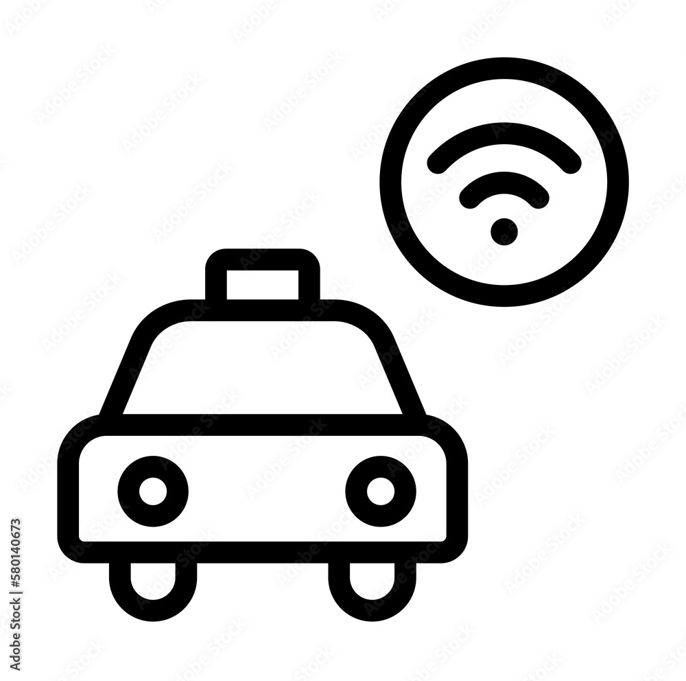 Taxi, wifi icon. Simple line, outline elements of taxi service icons for ui and ux, website or mobile application on white background Taxi, wifi icon. Simple line, outline elements of taxi service icons for ui and ux, website or mobile application on white background