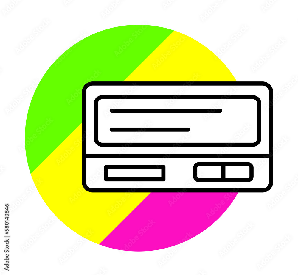 Pager technology icon. Simple line, outline in color circle of retro 90s style icons for ui and ux, website or mobile application on white background Pager technology icon. Simple line, outline in color circle of retro 90s style icons for ui and ux, website or mobile application on white background
