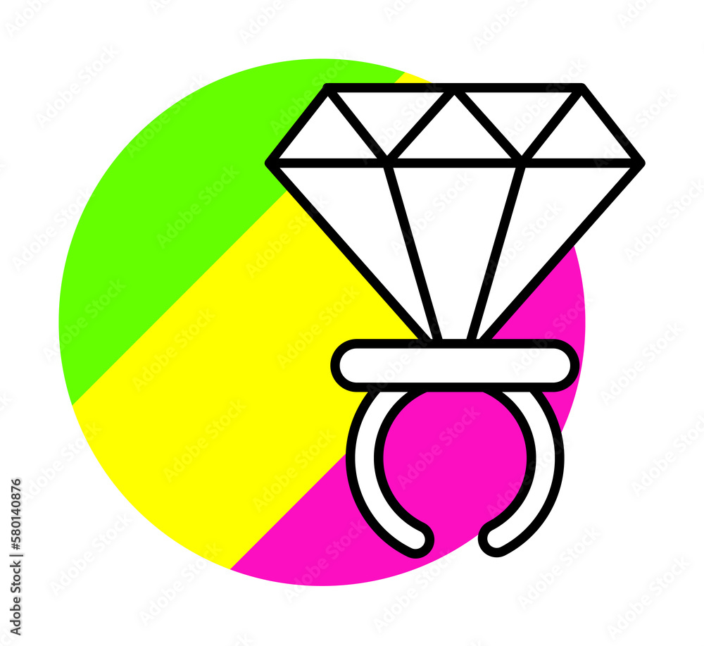 Diamond ring icon. Simple line, outline in color circle of retro 90s style icons for ui and ux, website or mobile application on white background Diamond ring icon. Simple line, outline in color circle of retro 90s style icons for ui and ux, website or mobile application on white background