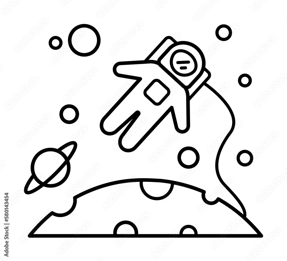 Space humanization, cosmonaut planet icon. Simple line, outline elements of interplanetary colonization icons for ui and ux, website or mobile application on white background Space humanization, cosmonaut planet icon. Simple line, outline elements of interplanetary colonization icons for ui and ux, website or mobile application on white background
