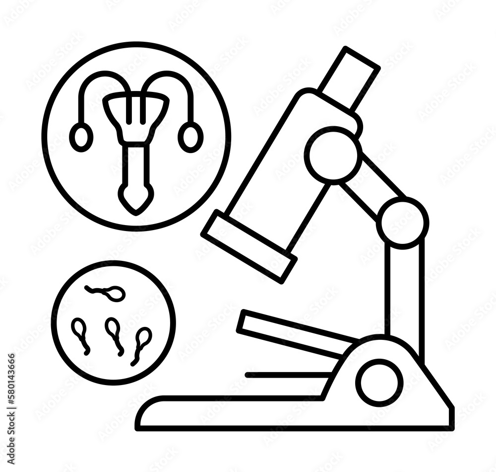 Spermiogram urethra icon. Simple line, outline of urology icons for ui and ux, website or mobile application on white background Spermiogram urethra icon. Simple line, outline of urology icons for ui and ux, website or mobile application on white background