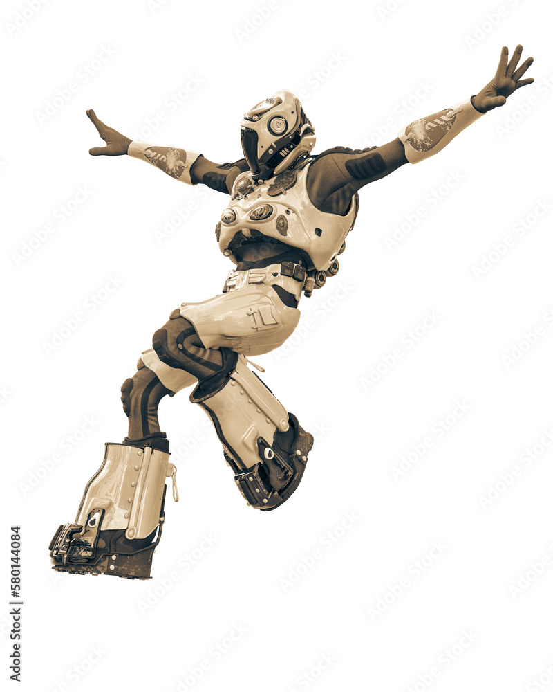 astronaut in green exo suit exploring arround astronaut in green exo suit exploring arround