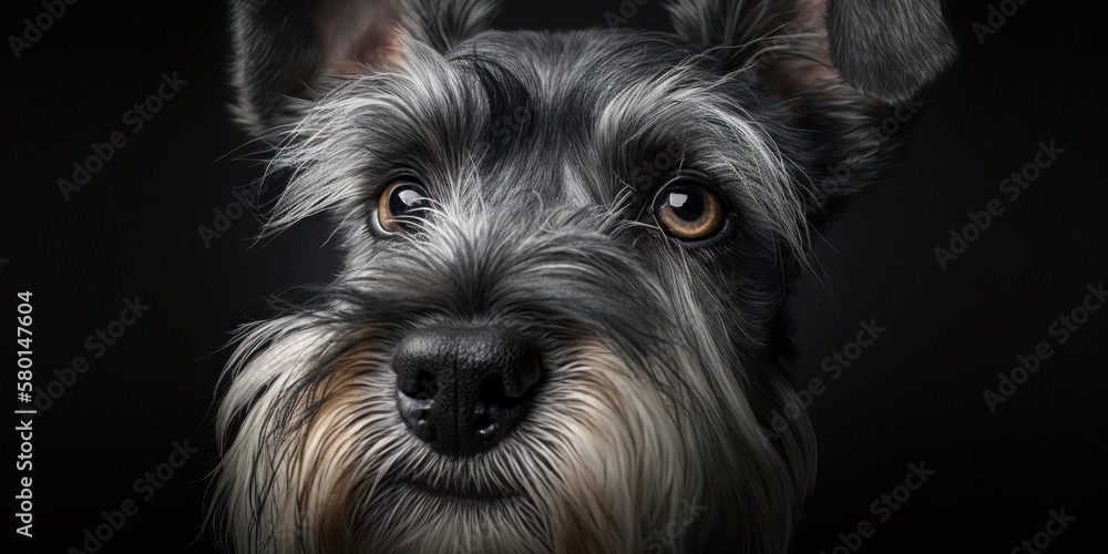 macro portrait of dog breed schnauzer, generative ia macro portrait of dog breed schnauzer, generative ia