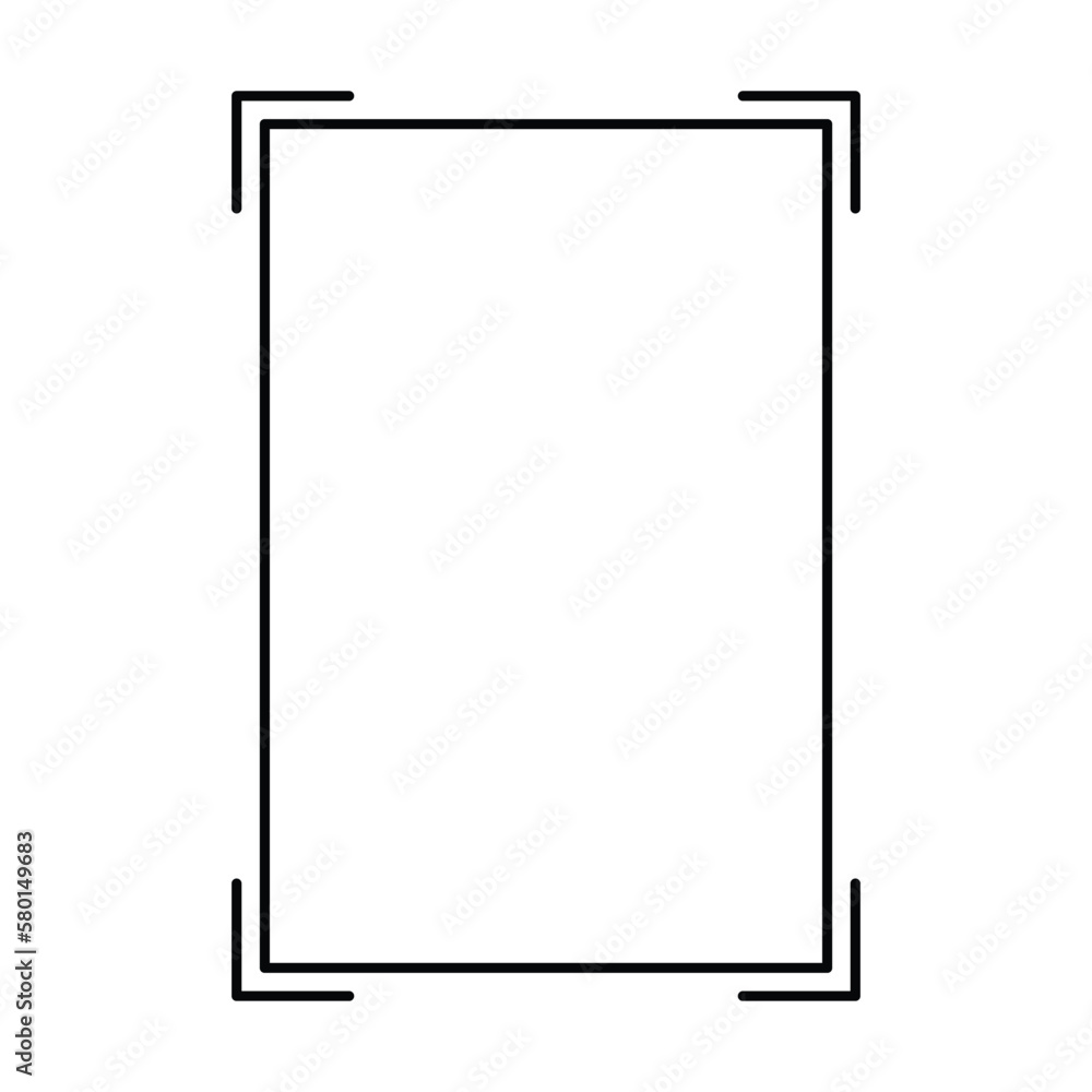 Rectangle frame shape icon, vertical decorative vintage border doodle element for simple banner design in vector illustration.