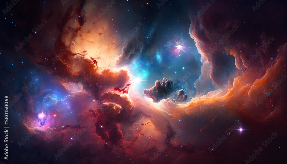 Obraz premium Beauty of endless Universe filled with stars and nebula generative ai