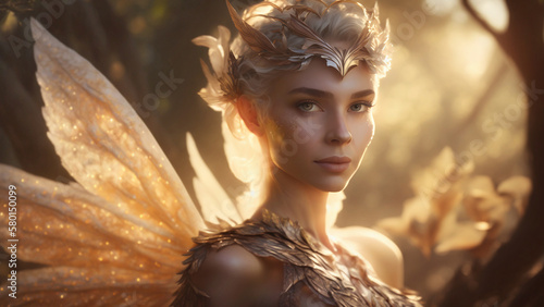 Fényképezés Illustration of a fairy princess in an enchanted forest