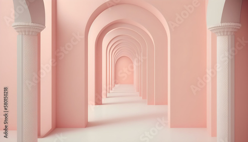 Foto Sweet pastel pink corridor background generative ai