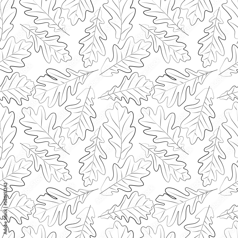 A set of oak leaves and acorns seamless pattern, 1000x1000, Vector graphics. A set of oak leaves and acorns seamless pattern, 1000x1000, Vector graphics.