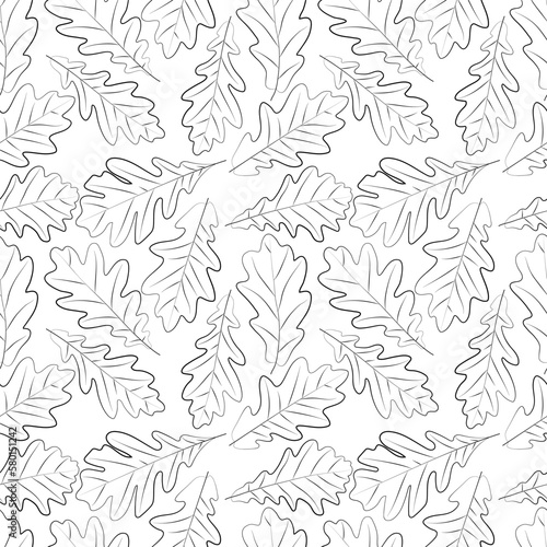 A set of oak leaves and acorns seamless pattern  1000x1000  Vector graphics.