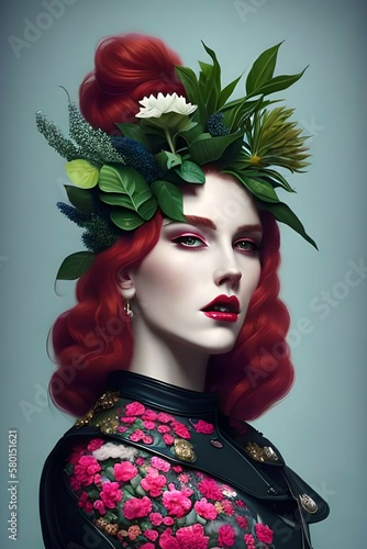 portrait of a woman with flowers