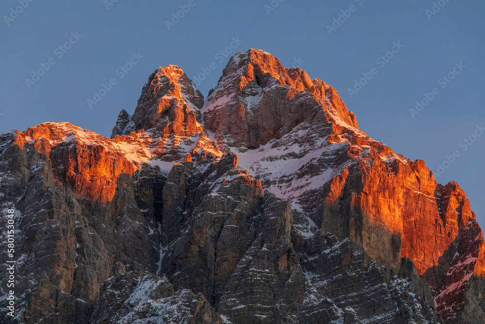 Last lights on the Mount Montasio