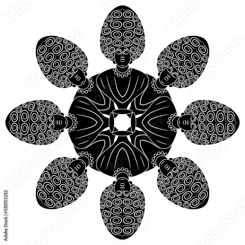 Canvas-taulu Round star shape mandala with four of Roman matrons