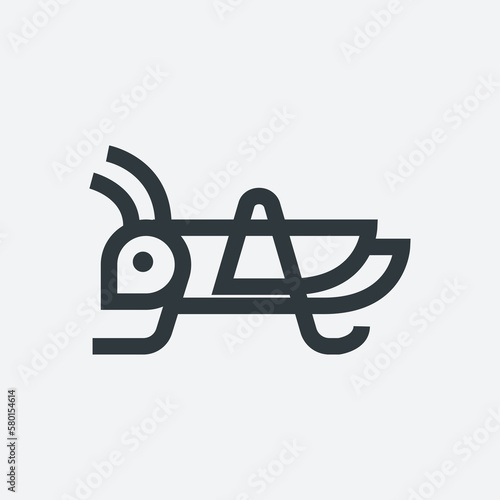 grasshopper simple line icon logo vector design, modern line logo pictogram design of insect praying mantis