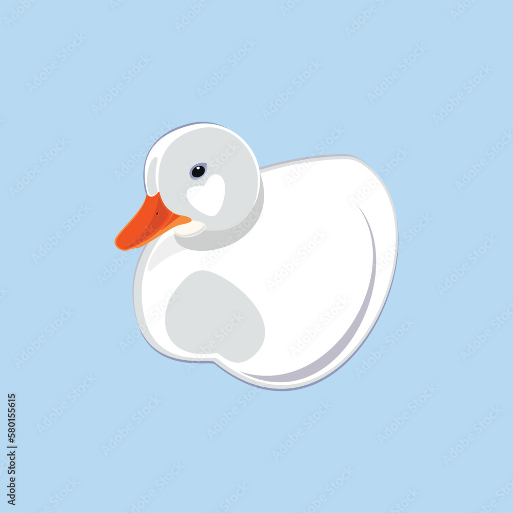 White duck isolated on blue. Vector illustration. White duck isolated on blue. Vector illustration.