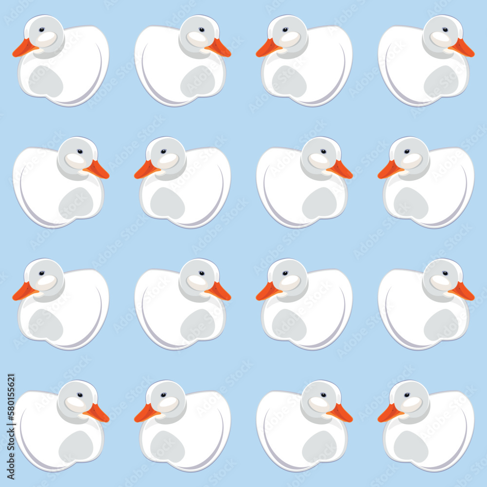 white duck vector seamless pattern