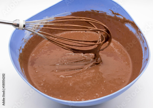 Chocolate batter in a bowl