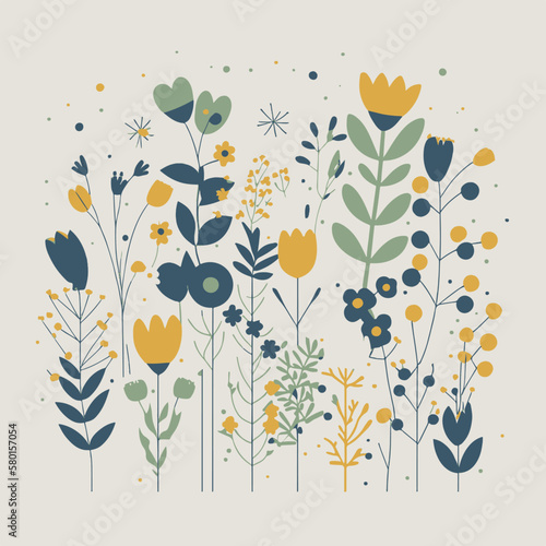 Wallpaper Mural abstract background with flowers, modern, minimal vector art Torontodigital.ca