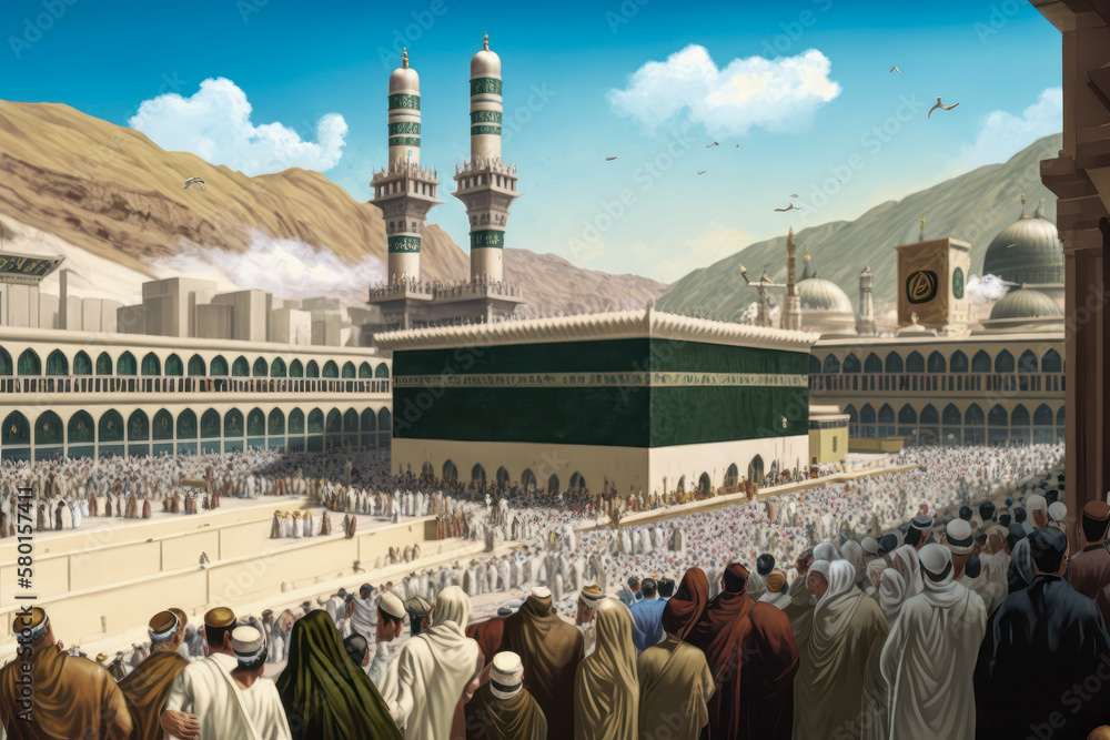 The Kaaba, the most important pilgrimage site in Islam. Created with