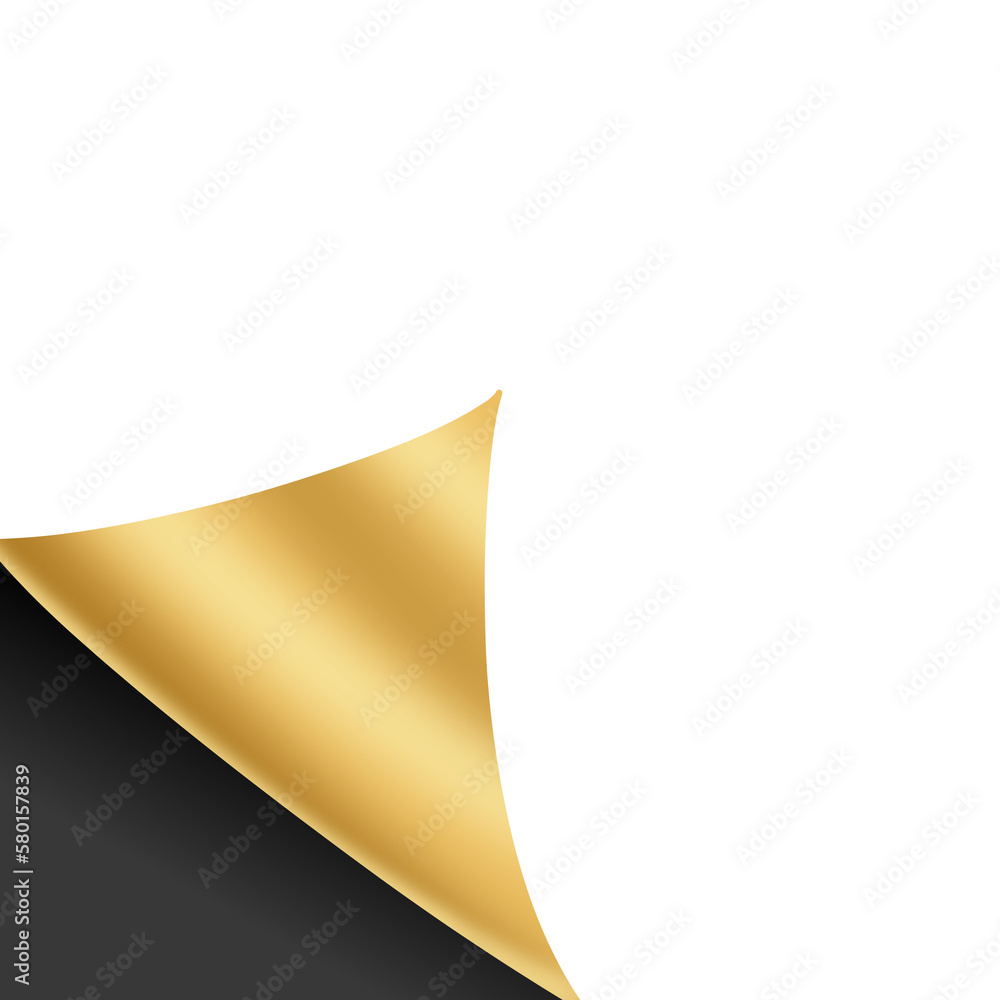 Golden page corner, gold page corner, golden folding paper, gold curled page, page corner, Golden page corner, gold page corner, golden folding paper, gold curled page, page corner,