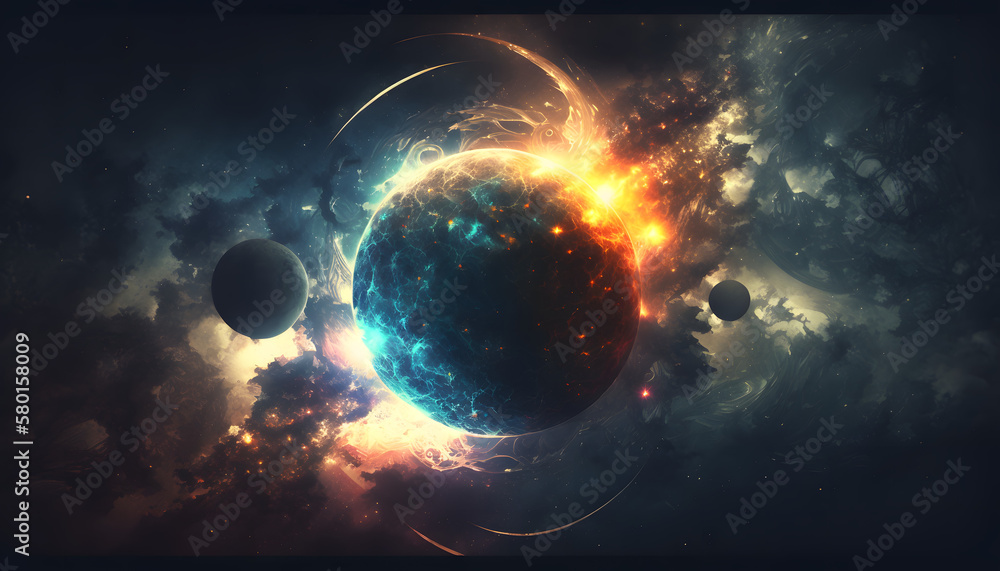 Fototapeta premium vue de l'espace, planètes, généré par IA