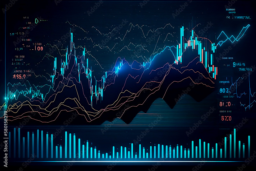 market diagram Stock market chart with Japanese candlesticks indicating ...