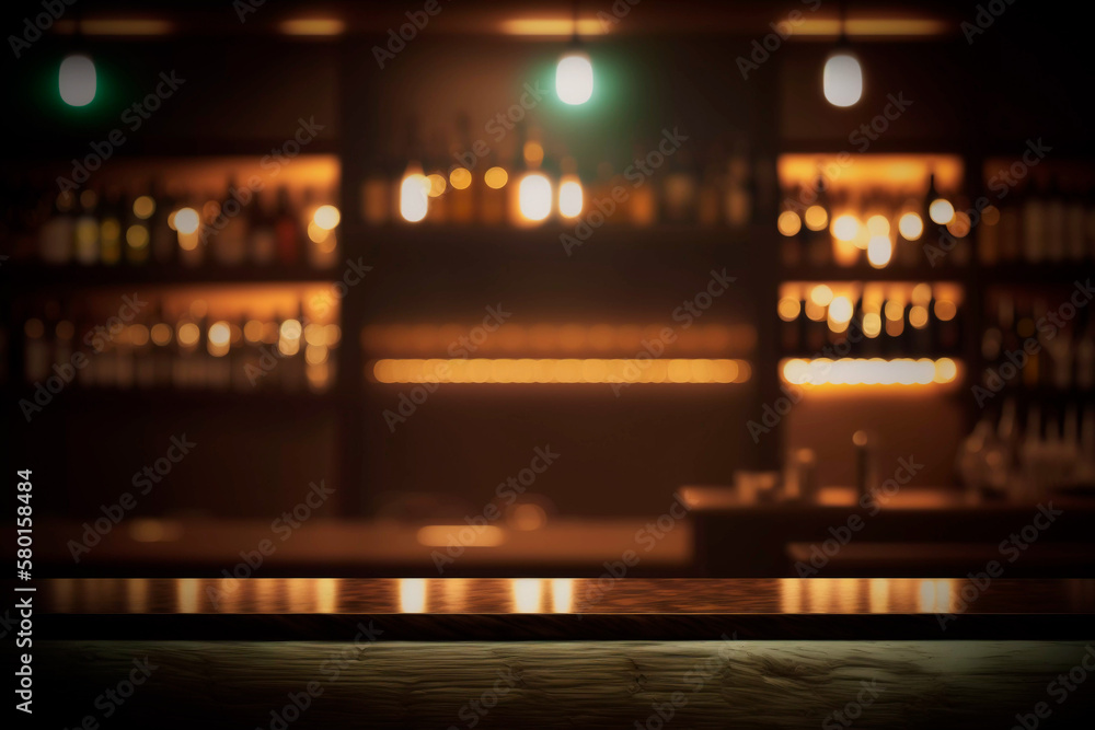 Bar counter blurred background bar . Generative AI	
