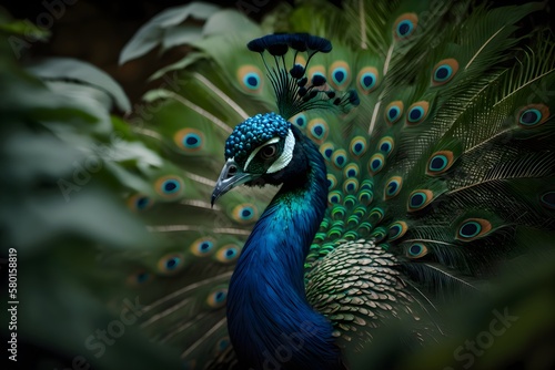 Beautiful Peacock portrait   Ai Generated animal illustrations/backgrounds/wallpapers   © Skrotaa