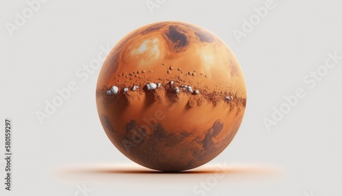 3D Mars  planet render   isolated on white background  AI