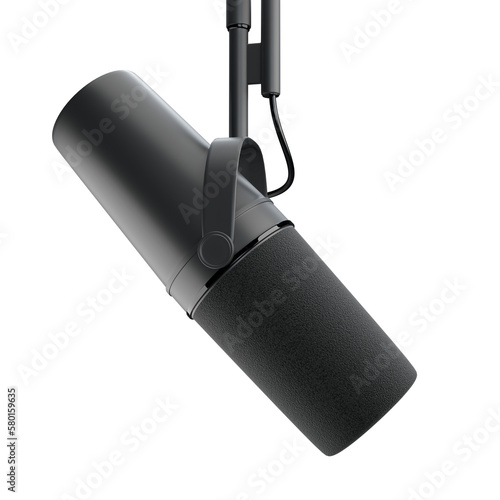 Podcast microphone isolated transparent backgrounds 3d rendering png