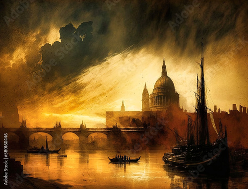 Painting of London, in the style of Turner - generative AI