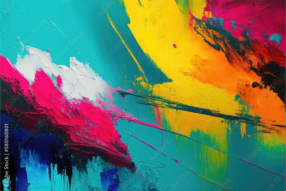 Abstract in art painting with oil brush stroke technical design. Concept of colorful hand