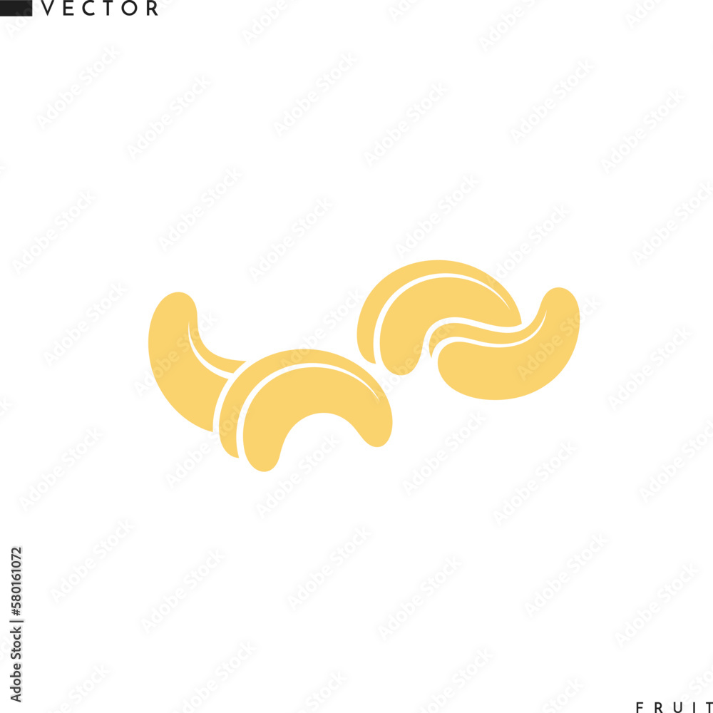 Cashews silhouette. Isolated nuts on white background