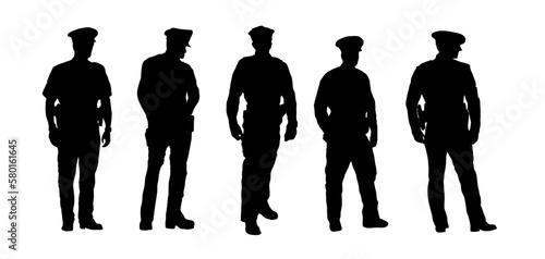 silhouettes of police officers, full figures. Isolated. vector illustration photo