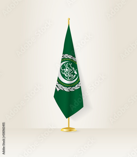Arab League flag on a flag stand.