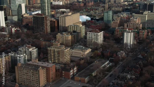 An aerial shot of the City of Toronto in Ontario, Canada
