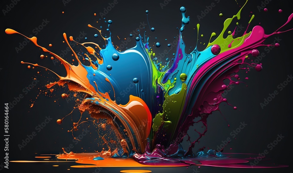 a colorful splash of paint on a black background with a black background. generative ai a colorful splash of paint on a black background with a black background. generative ai