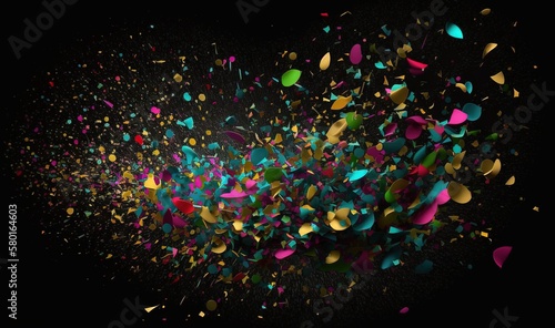  a bunch of colorful confetti flying in the air. generative ai