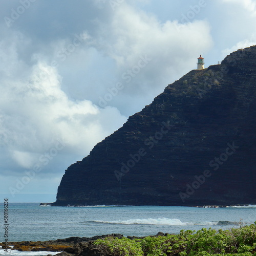 Makapu‘u Lighthouse on the top of the Makapu'u Point cliffs, on the eastern tip of Oahu, Hawaii
