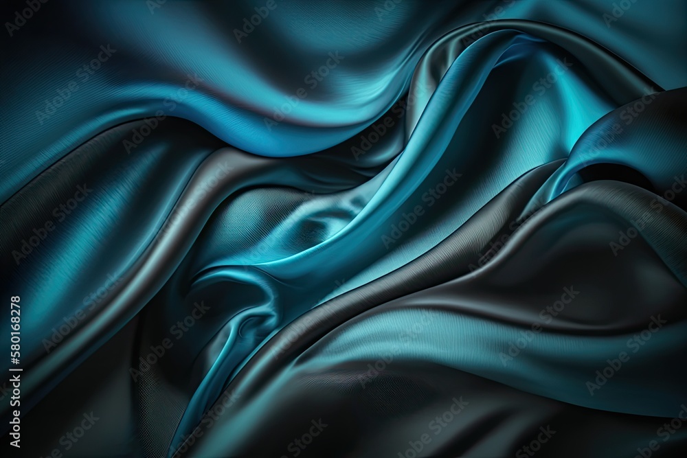 Fototapeta premium teal gray silk silky satin fabric elegant extravagant luxury wavy shiny luxurious shine drapery background wallpaper seamless abstract showcase backdrop artistic design presentation material texture